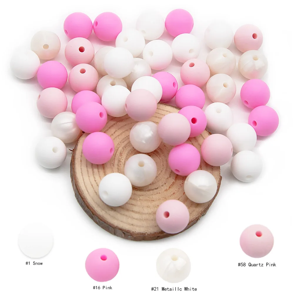 Cute-Idea 20pcs Silicone Beads 9mm Round Pearl Food Grade BPA Free DIY Pacifier Clip Chain Jewelry Baby Teething Rodent Beads