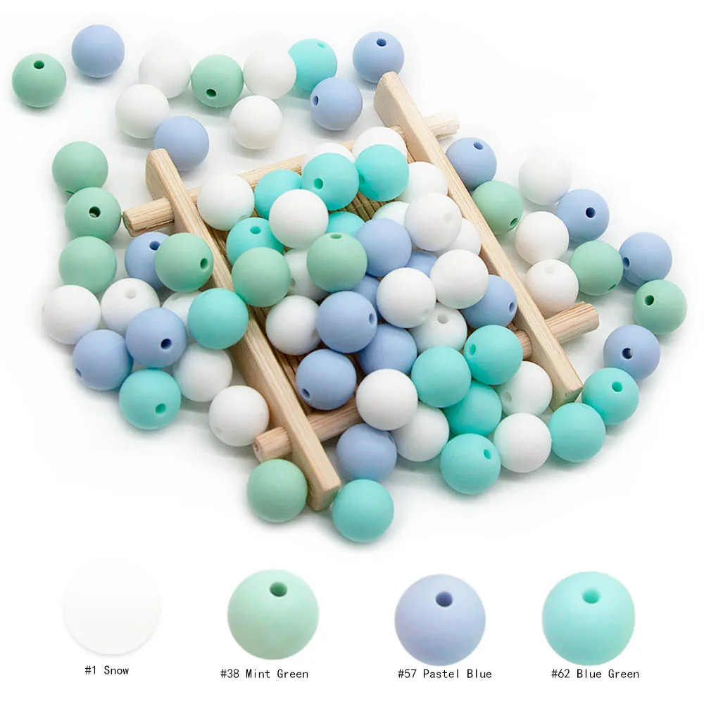 Cute-Idea 20pcs Silicone Beads 9mm Round Pearl Food Grade BPA Free DIY Pacifier Clip Chain Jewelry Baby Teething Rodent Beads