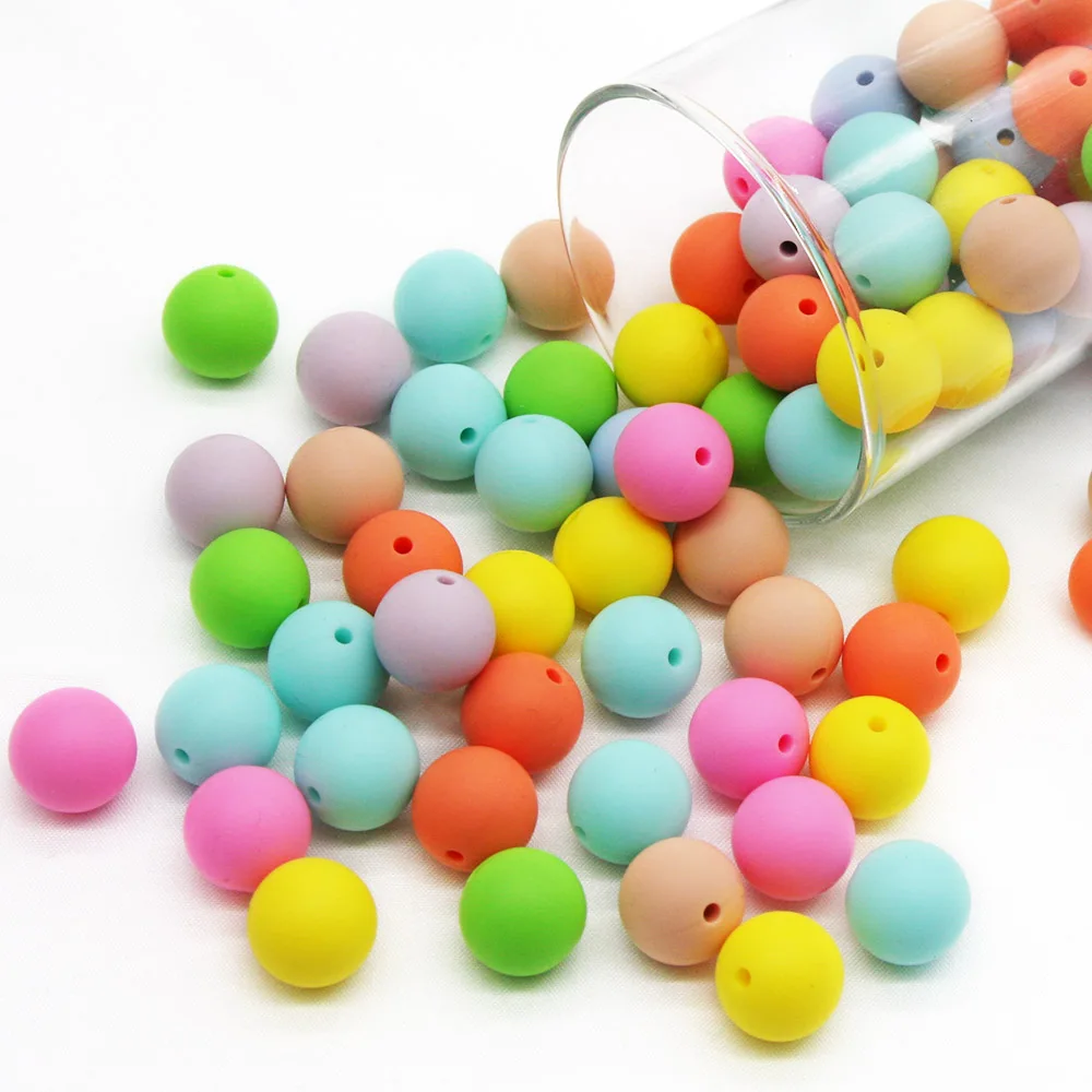 Cute-Idea 20pcs Silicone Beads 9mm Round Pearl Food Grade BPA Free DIY Pacifier Clip Chain Jewelry Baby Teething Rodent Beads
