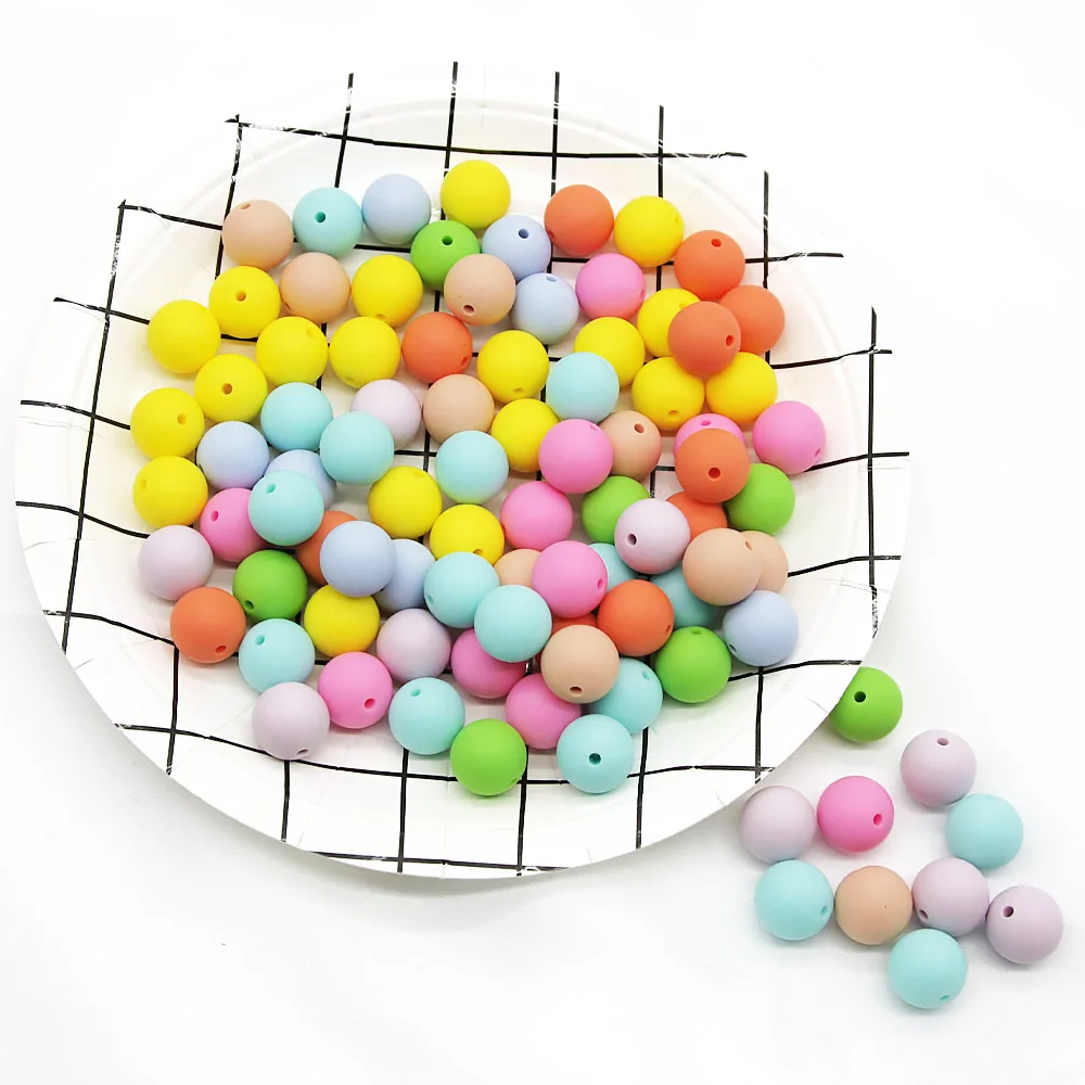 Cute-Idea 20pcs Silicone Beads 9mm Round Pearl Food Grade BPA Free DIY Pacifier Clip Chain Jewelry Baby Teething Rodent Beads