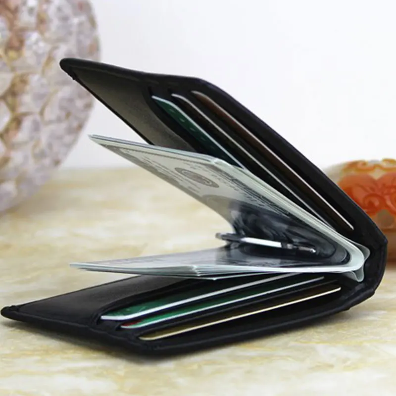 RFID Men's Leather Slim Bifold Money Clip Wallet Front Pocket Credit Card Holder