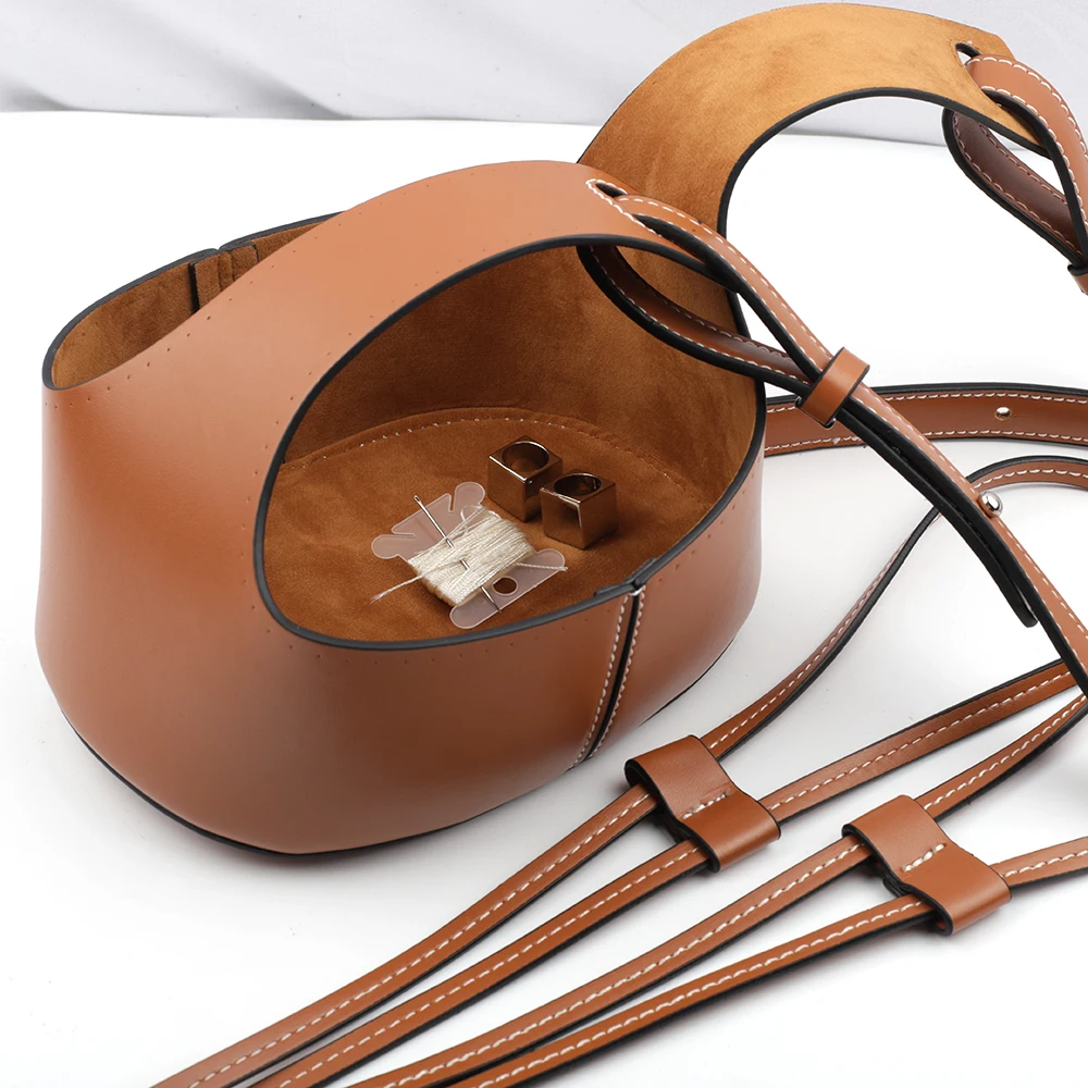 Microfiber Leather Knitting Crochet Bag Bottom Base Handbag Shoulder Strap Hollow Drawstring Bag Material for DIY Bucket Bags