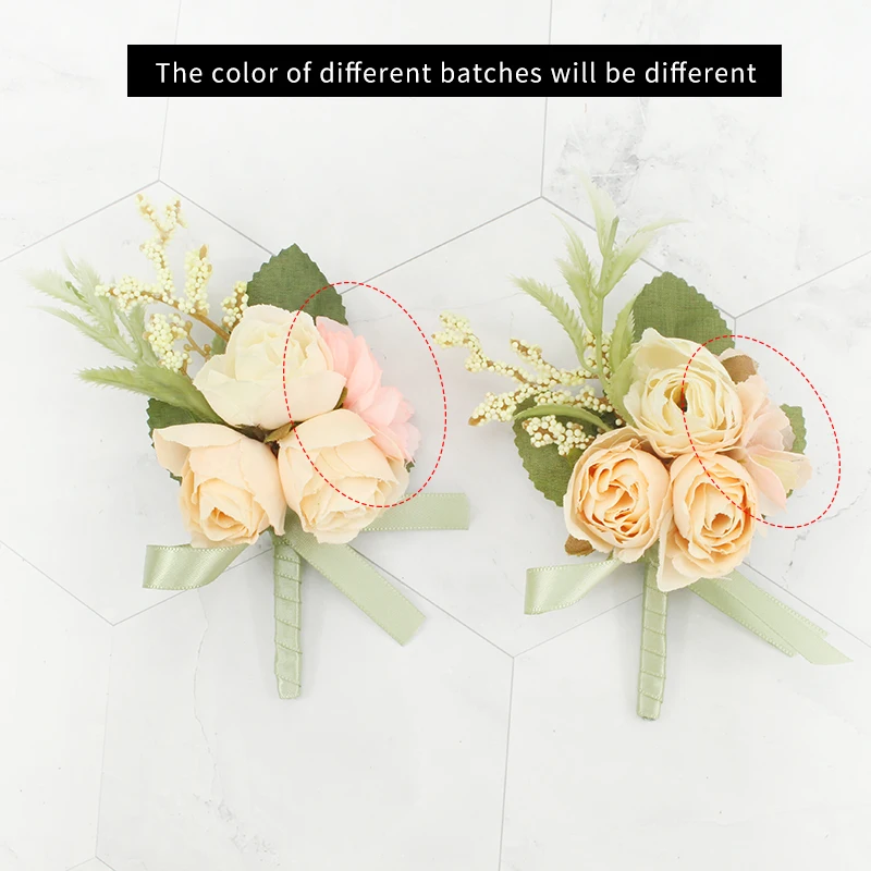 Meldel Wrist Corsage Wedding Men Boutonniere Girl Bracelet Groom Pins Bridesmaid Wrist Corsage Flower Silk Red Rose Boutonniere