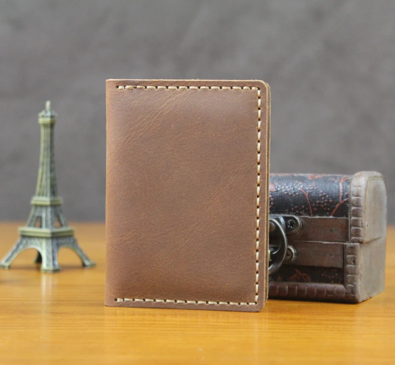 Luxury Handmade Genuine Leather Business Card Holder Men Leather Credit Card Case Small Women Card ID Holder Cover Card Wallet