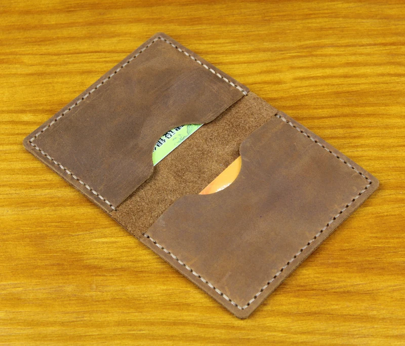Luxury Handmade Genuine Leather Business Card Holder Men Leather Credit Card Case Small Women Card ID Holder Cover Card Wallet