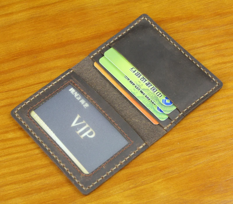 Luxury Handmade Genuine Leather Business Card Holder Men Leather Credit Card Case Small Women Card ID Holder Cover Card Wallet