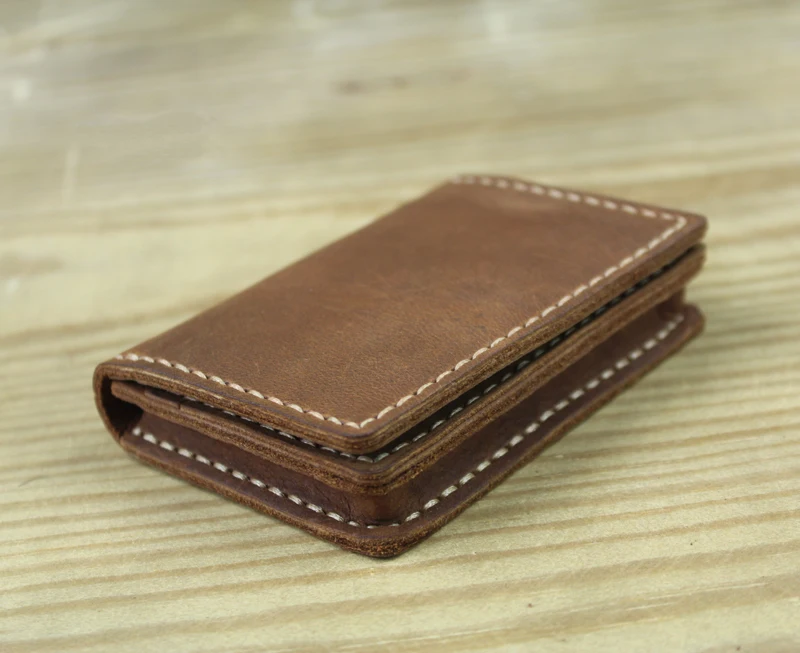 Luxury Handmade Genuine Leather Business Card Holder Men Leather Credit Card Case Small Women Card ID Holder Cover Card Wallet
