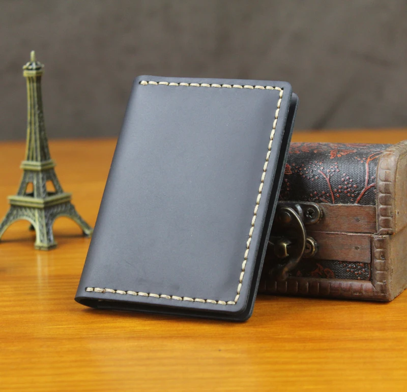 Luxury Handmade Genuine Leather Business Card Holder Men Leather Credit Card Case Small Women Card ID Holder Cover Card Wallet
