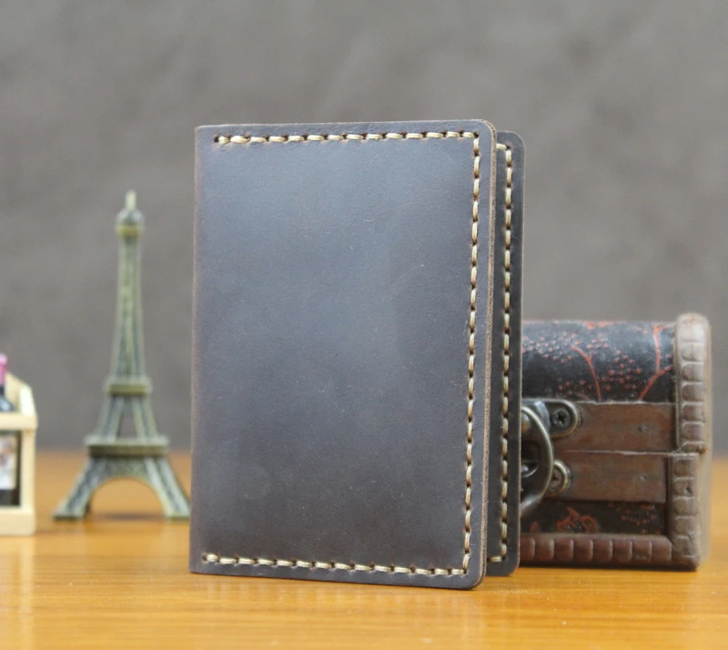 Luxury Handmade Genuine Leather Business Card Holder Men Leather Credit Card Case Small Women Card ID Holder Cover Card Wallet