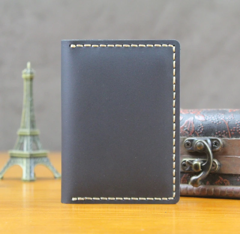 Luxury Handmade Genuine Leather Business Card Holder Men Leather Credit Card Case Small Women Card ID Holder Cover Card Wallet