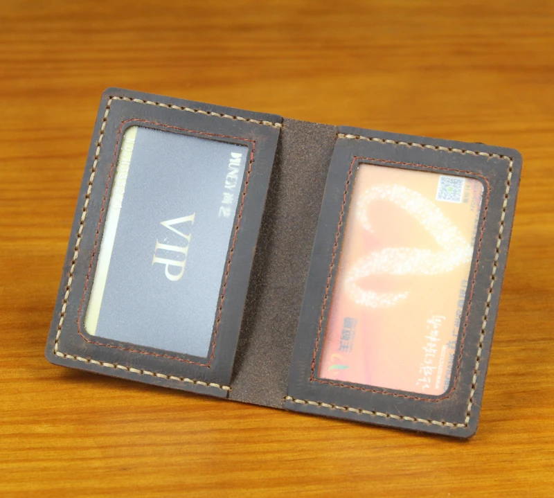 Luxury Handmade Genuine Leather Business Card Holder Men Leather Credit Card Case Small Women Card ID Holder Cover Card Wallet