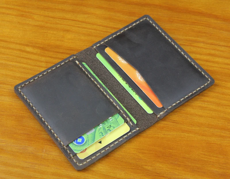 Luxury Handmade Genuine Leather Business Card Holder Men Leather Credit Card Case Small Women Card ID Holder Cover Card Wallet
