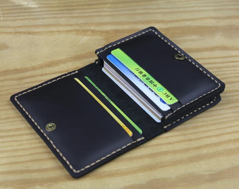 Luxury Handmade Genuine Leather Business Card Holder Men Leather Credit Card Case Small Women Card ID Holder Cover Card Wallet