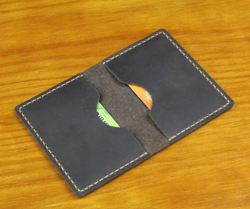 Luxury Handmade Genuine Leather Business Card Holder Men Leather Credit Card Case Small Women Card ID Holder Cover Card Wallet