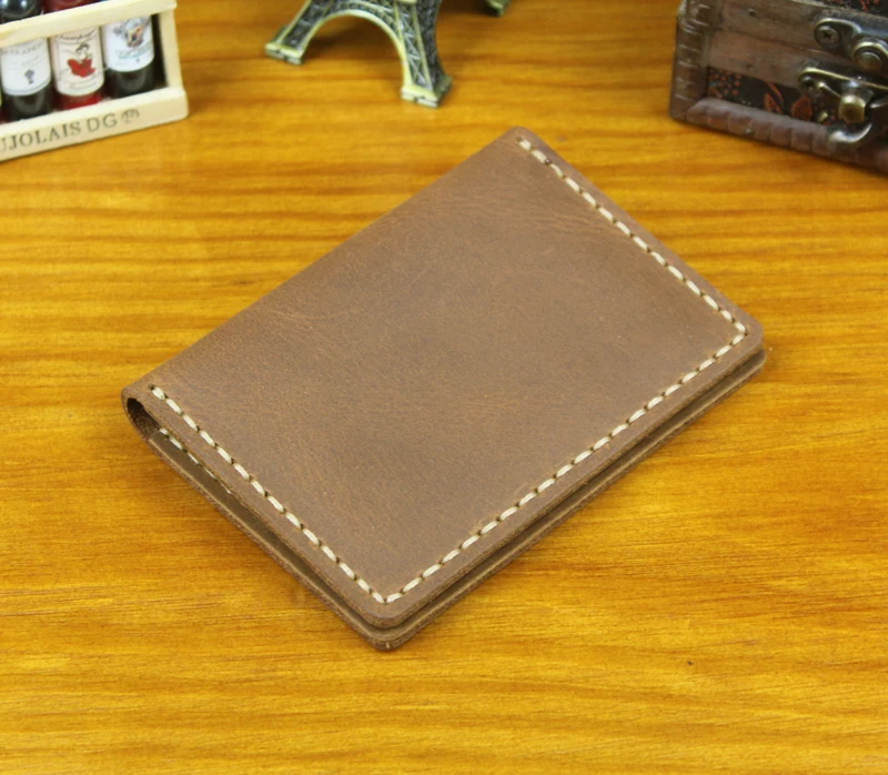 Luxury Handmade Genuine Leather Business Card Holder Men Leather Credit Card Case Small Women Card ID Holder Cover Card Wallet