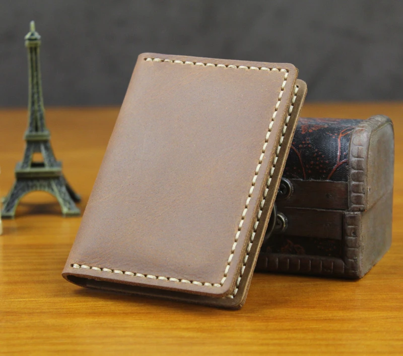 Luxury Handmade Genuine Leather Business Card Holder Men Leather Credit Card Case Small Women Card ID Holder Cover Card Wallet