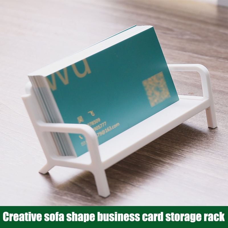 Simple White Bench Style Business Card Holder Stand Case Transparent Acrylic Photo Card Desktop Organizer School Office Supplies