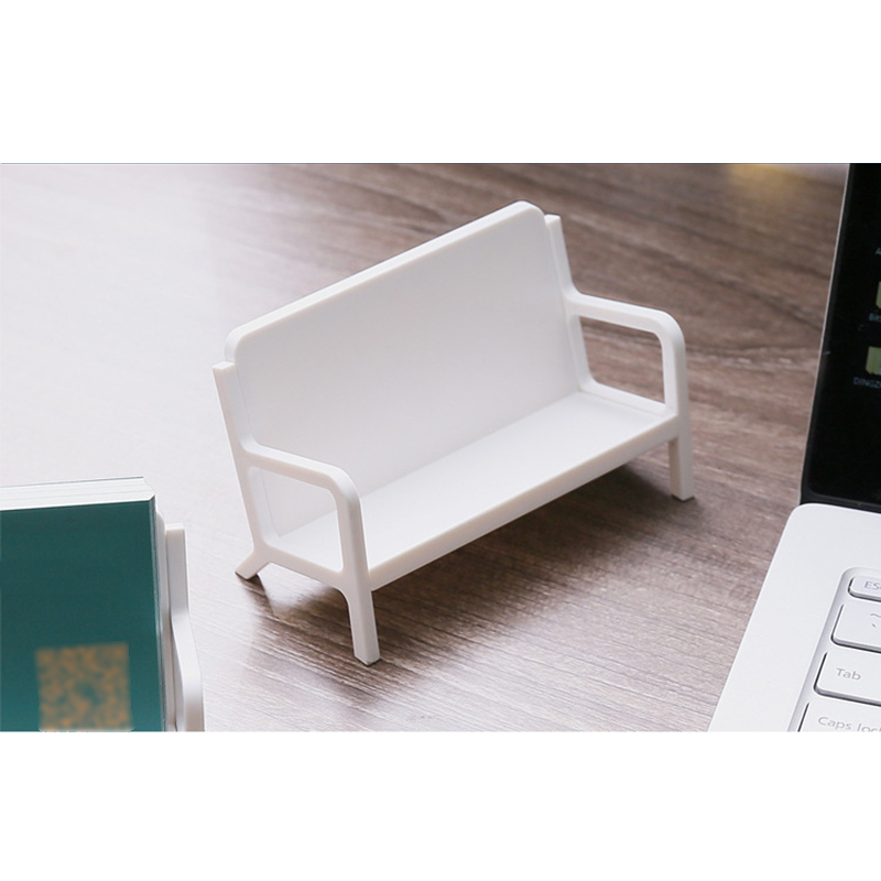 Simple White Bench Style Business Card Holder Stand Case Transparent Acrylic Photo Card Desktop Organizer School Office Supplies