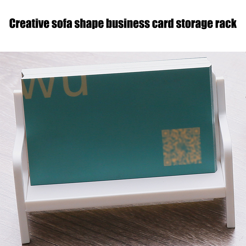 Simple White Bench Style Business Card Holder Stand Case Transparent Acrylic Photo Card Desktop Organizer School Office Supplies