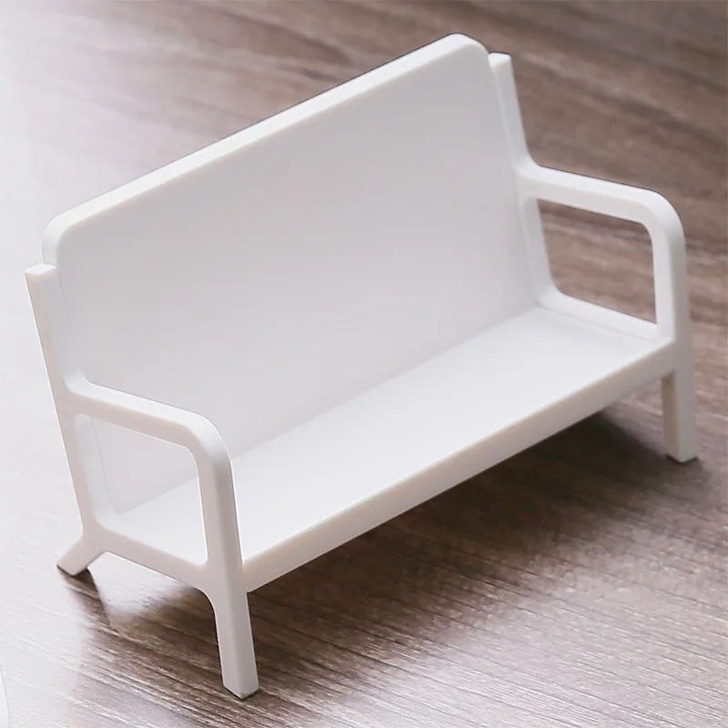 Simple White Bench Style Business Card Holder Stand Case Transparent Acrylic Photo Card Desktop Organizer School Office Supplies