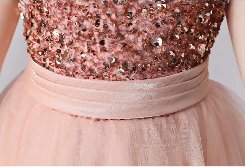Sequin Half Sleeve Girl Maxi Tulle Princess Dress Large Back Bow Kid Formal Gown Wedding Piano Recital Birthday Pageant Costume