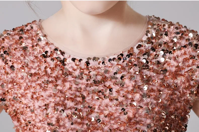 Sequin Half Sleeve Girl Maxi Tulle Princess Dress Large Back Bow Kid Formal Gown Wedding Piano Recital Birthday Pageant Costume