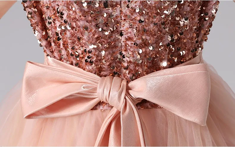 Sequin Half Sleeve Girl Maxi Tulle Princess Dress Large Back Bow Kid Formal Gown Wedding Piano Recital Birthday Pageant Costume