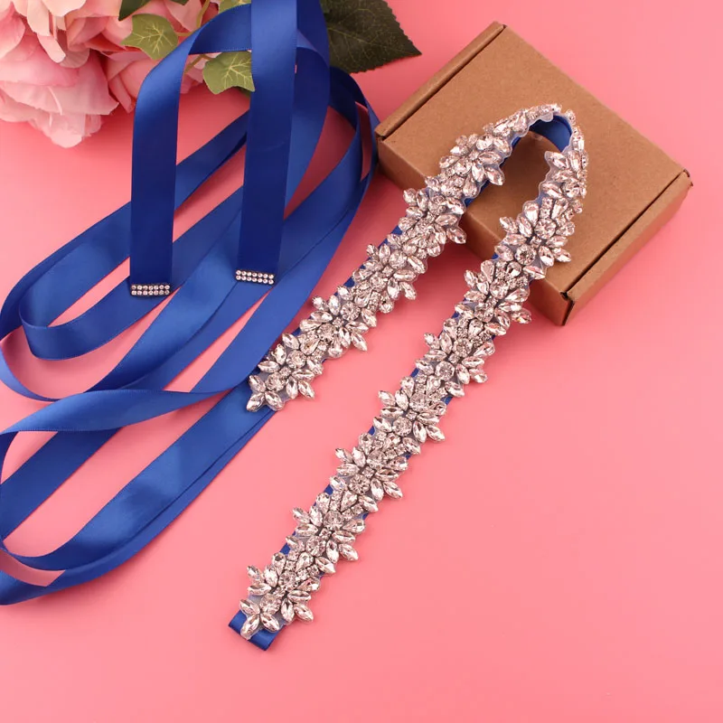 Handmade Silver Crystal Bridal Belt with Ribbons Cookie Patient Belt for Wedding Evening Dresses