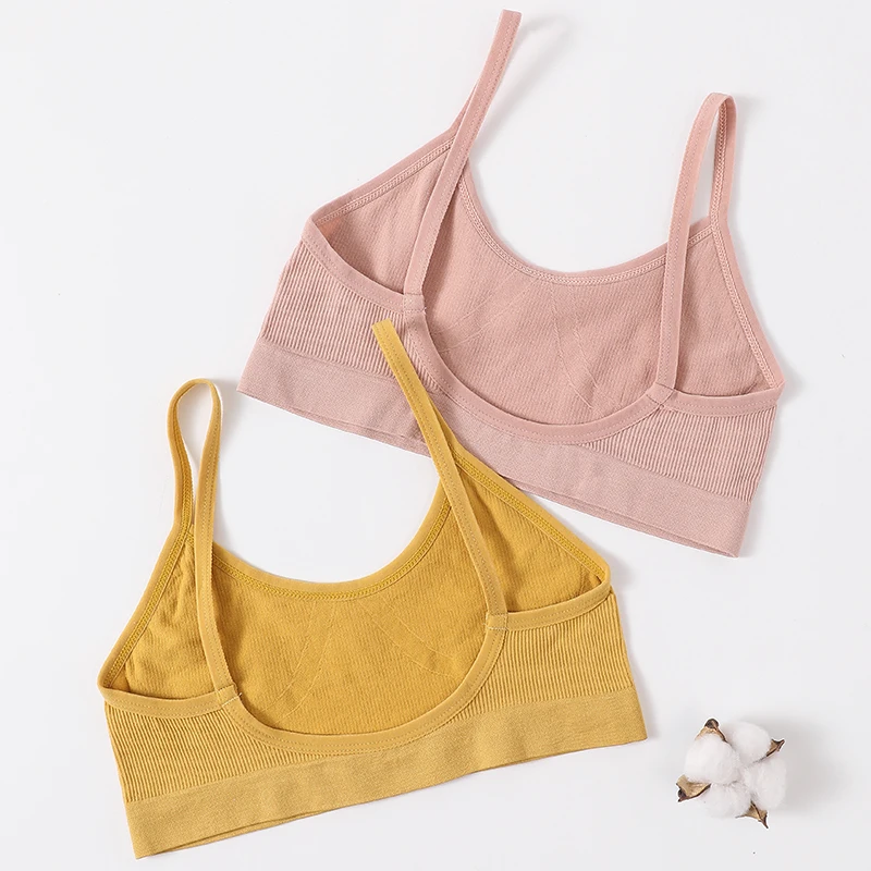 Women U-Neck Thin Strap Ribbed Wireless Bralette Push Up Bras Sport Seamless Underwear Without Pads Sexy Lingerie Crop Top M-XL