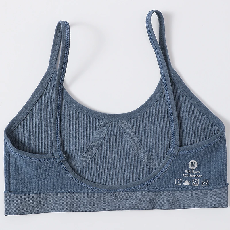 Women U-Neck Thin Strap Ribbed Wireless Bralette Push Up Bras Sport Seamless Underwear Without Pads Sexy Lingerie Crop Top M-XL