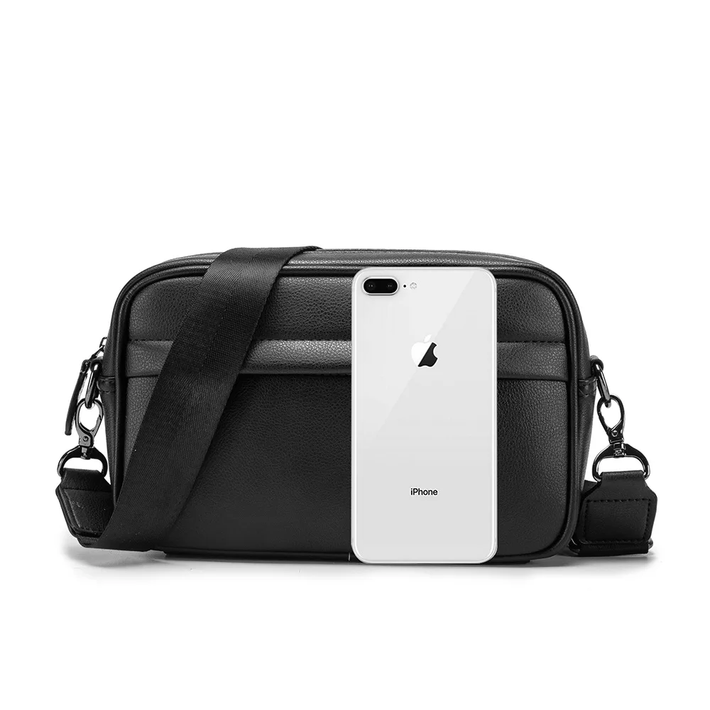 Fashion Luxury Men's Crossbody Bag Business PU Leather Shoulder Bags Men Solid Flap Messenger Bag Men Zipper Ipad Bag 2025 New