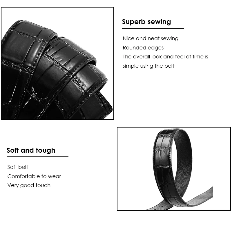 VATLTY Fashion Leather Belt Without Buckle for Men 35mm Natural Cowhide Trouser Belt Black Brown 130cm Belt Male Gifts