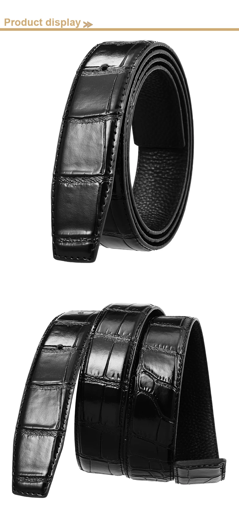 VATLTY Fashion Leather Belt Without Buckle for Men 35mm Natural Cowhide Trouser Belt Black Brown 130cm Belt Male Gifts