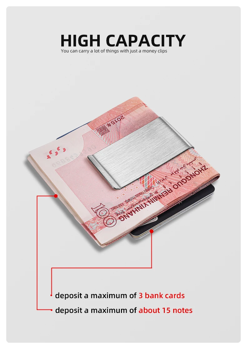 Custom Lettering Stainless Steel Double Sided Men Women Money Clip Wallet Metal Credit Card Money Holder Bill Steel Clip Clamp