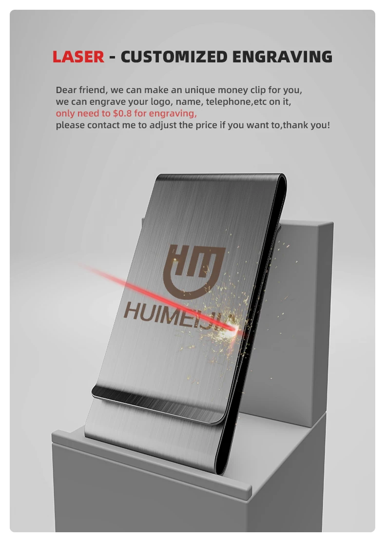 Custom Lettering Stainless Steel Double Sided Men Women Money Clip Wallet Metal Credit Card Money Holder Bill Steel Clip Clamp