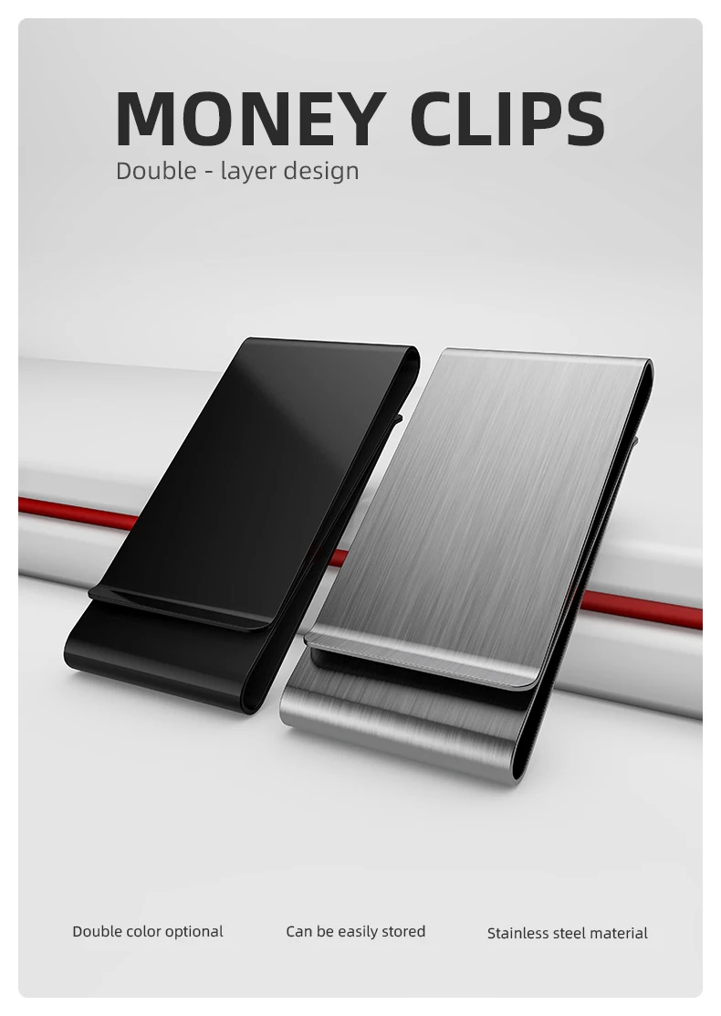 Custom Lettering Stainless Steel Double Sided Men Women Money Clip Wallet Metal Credit Card Money Holder Bill Steel Clip Clamp