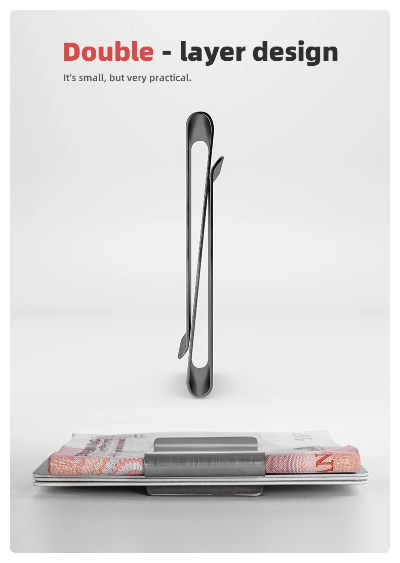 Custom Lettering Stainless Steel Double Sided Men Women Money Clip Wallet Metal Credit Card Money Holder Bill Steel Clip Clamp