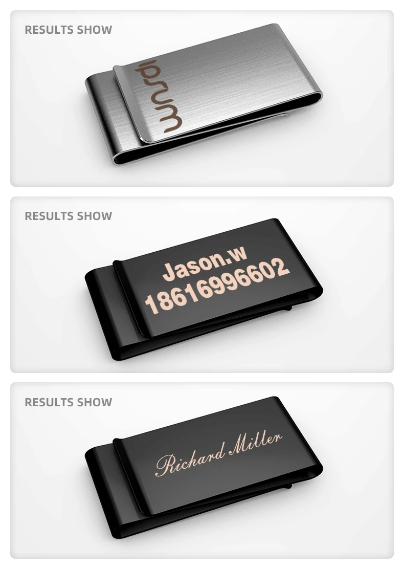 Custom Lettering Stainless Steel Double Sided Men Women Money Clip Wallet Metal Credit Card Money Holder Bill Steel Clip Clamp