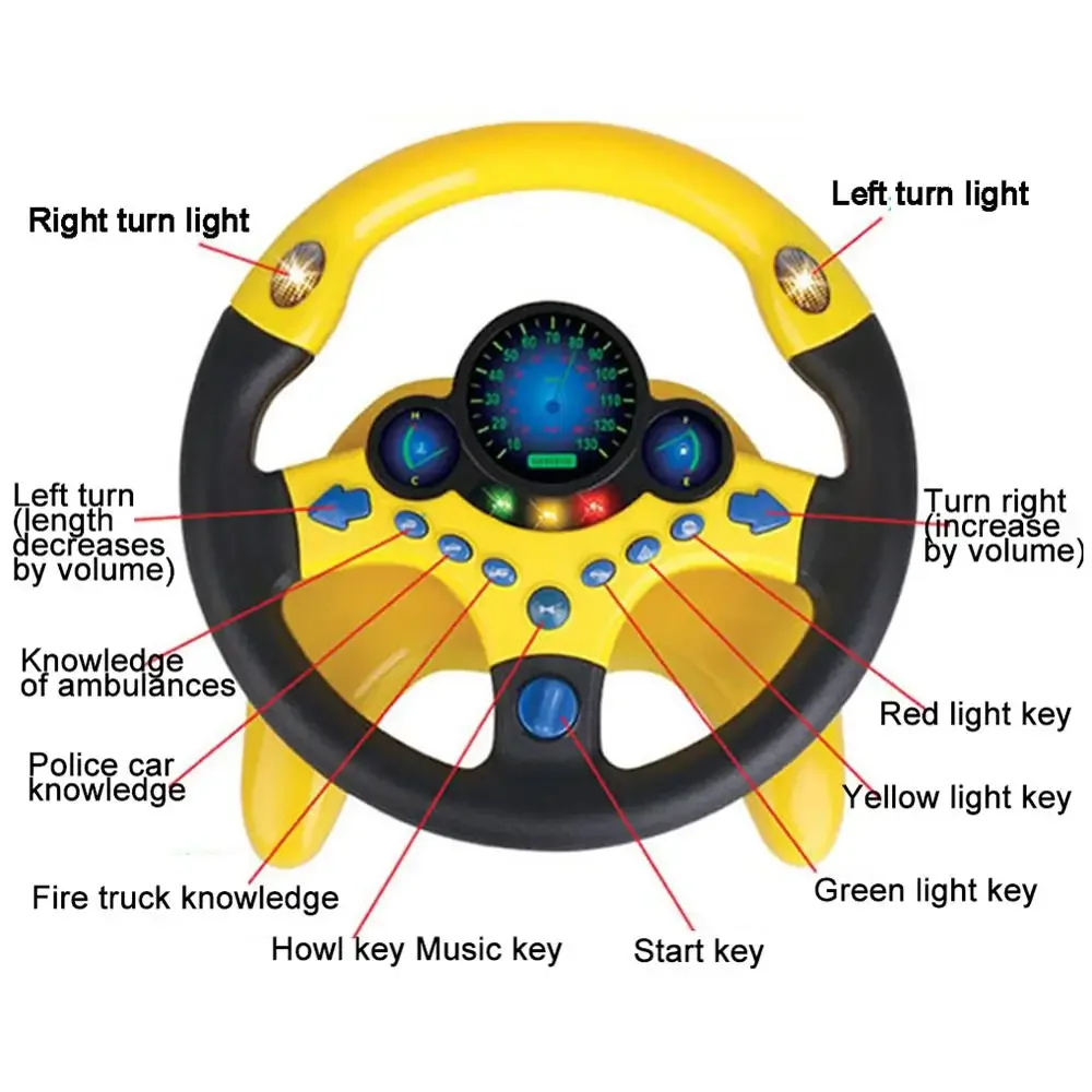 Electric Simulation Steering Wheel Toy With Light And Sound Educational Children Co-Pilot Children'S Car Toy Vocal Toy Gift