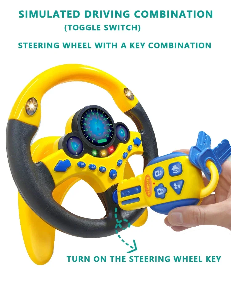 Electric Simulation Steering Wheel Toy With Light And Sound Educational Children Co-Pilot Children'S Car Toy Vocal Toy Gift