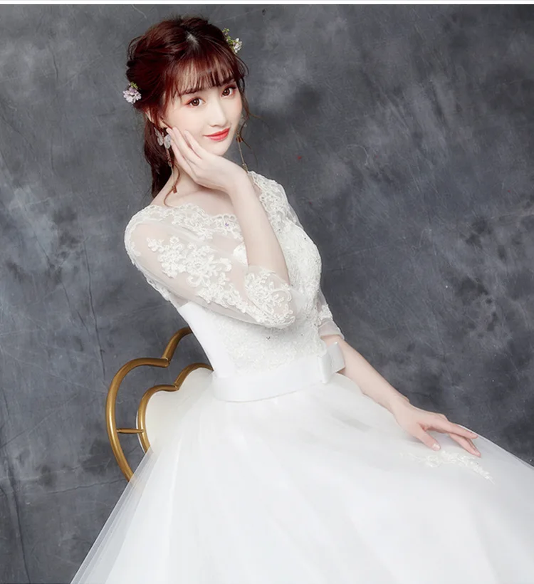 Wedding Dress 2019 The Elegant Half Sleeve Sexy V-neck Court Train Ball Gown Princess Vintage Lace Wedding Dresses Plus Szie
