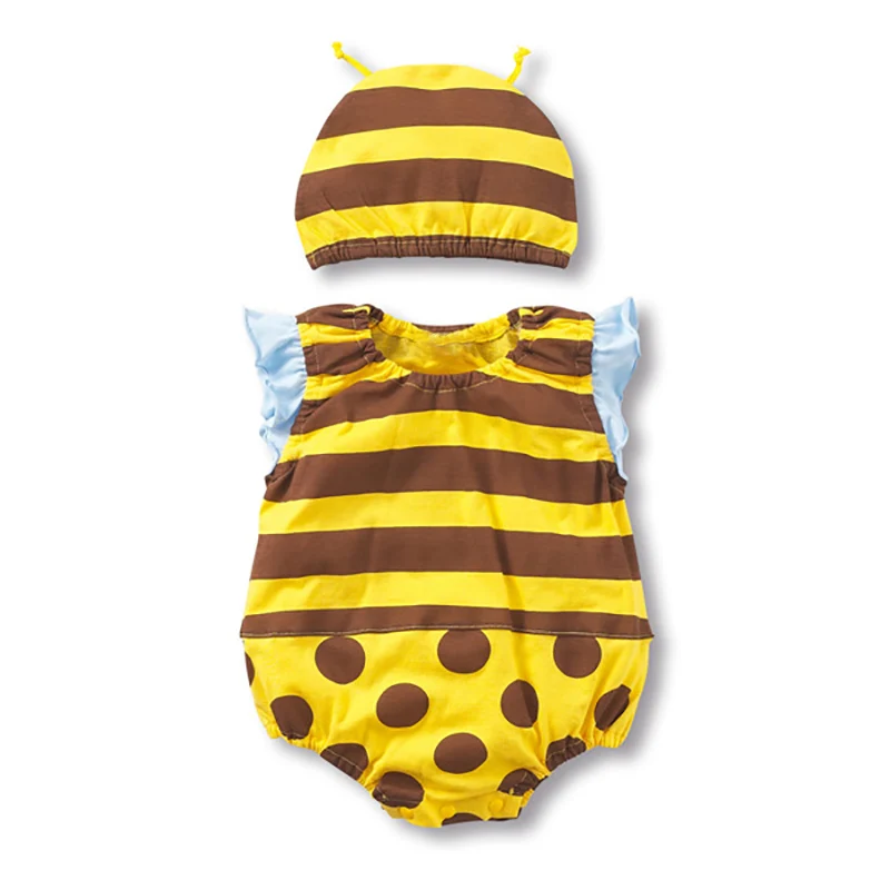 Lovely New Baby Boy Girl Rompers Newborn Infant Toddler Boy Girl Summer Clothes Romper Cotton Jumpsuit Clothes+Hat Set