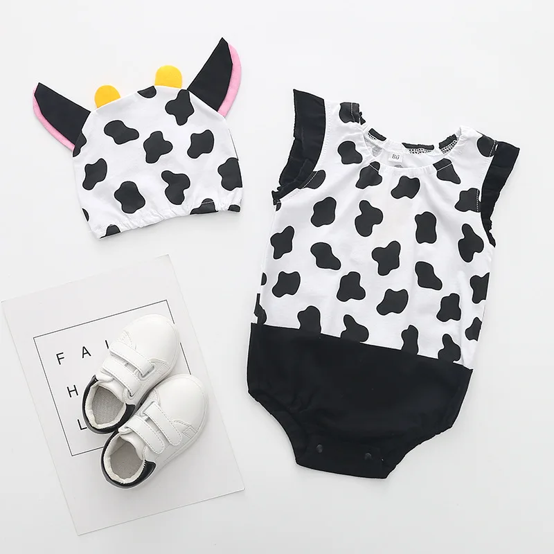 Lovely New Baby Boy Girl Rompers Newborn Infant Toddler Boy Girl Summer Clothes Romper Cotton Jumpsuit Clothes+Hat Set