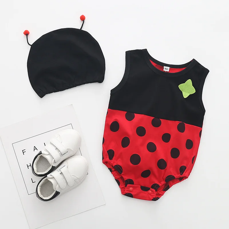 Lovely New Baby Boy Girl Rompers Newborn Infant Toddler Boy Girl Summer Clothes Romper Cotton Jumpsuit Clothes+Hat Set