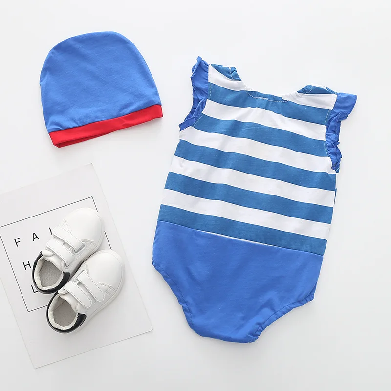 Lovely New Baby Boy Girl Rompers Newborn Infant Toddler Boy Girl Summer Clothes Romper Cotton Jumpsuit Clothes+Hat Set