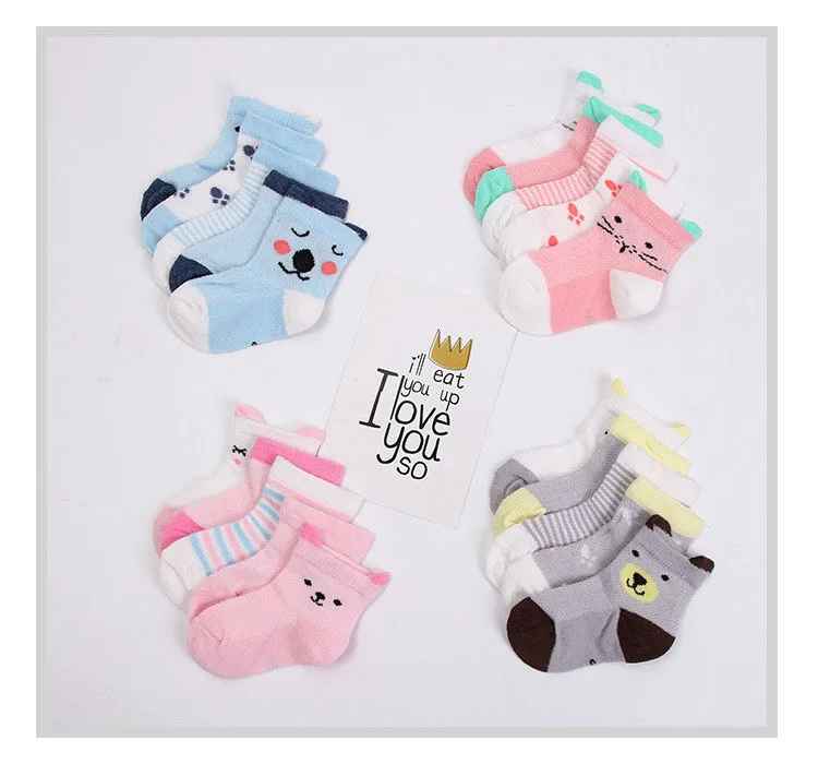 5 Pairs/Lot Baby Socks Newborns Infant Cute Cartoons Soft Cotton Mesh Short Socks For 0-24 Month Boy Girl Babies Fashion Kids