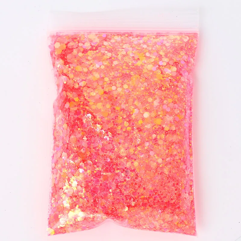 50G/Bag Holographic Mixed Hexagon Shape Chunky Nail Glitter Sequins Sparkly Flakes Slices Manicure Body/Eye/Face Glitter TCF2335