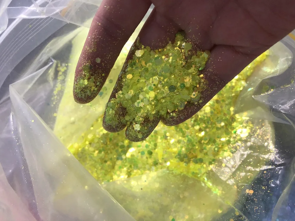 50G/Bag Holographic Mixed Hexagon Shape Chunky Nail Glitter Sequins Sparkly Flakes Slices Manicure Body/Eye/Face Glitter TCF2335