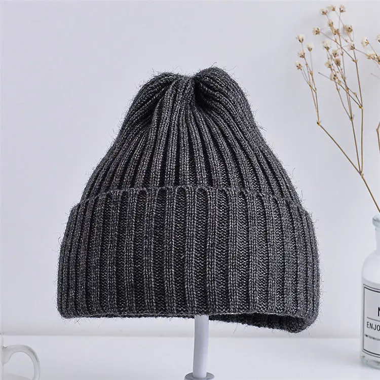 Baby Kids Ribbed Knitted Beanie Hats For Girls Boys Casual Toddlers Windproof Cap 6M-4Years Baby Photography Props Accessories