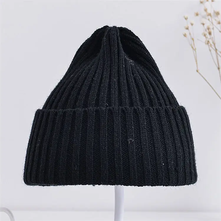 Baby Kids Ribbed Knitted Beanie Hats For Girls Boys Casual Toddlers Windproof Cap 6M-4Years Baby Photography Props Accessories